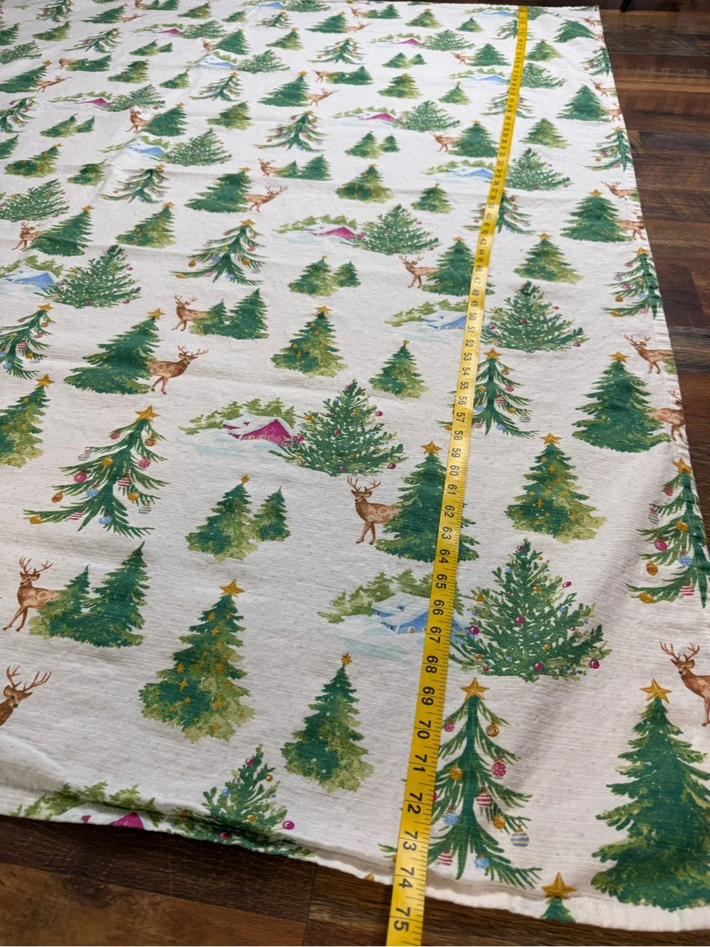 Twinkle Town Christmas Tree Deer Cabin Lodge Tablecloth